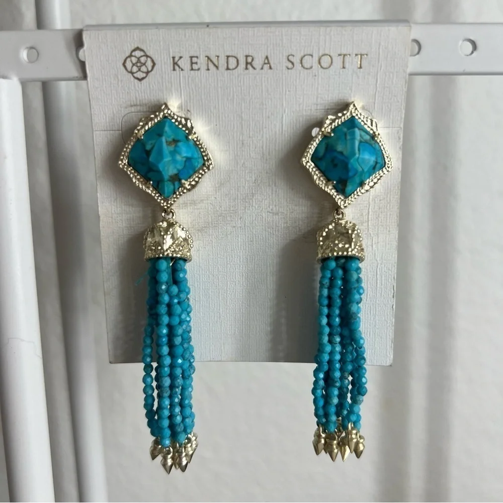 Kendra Scott Misha tassel Dangle Turquoise Earrings- LIKE NEW!